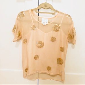 Anthropologie silk sequin blouse